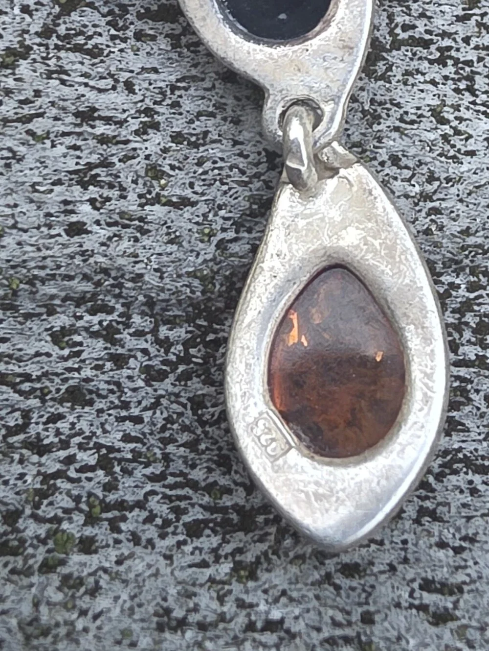 Vintage 925 Tricolor Amber Teardrop Pendant